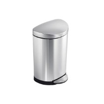 Cos de gunoi cu pedala, semi-rotund, 10 L, inox, Brushed - simplehuman