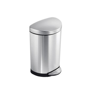 Cos de gunoi cu pedala, semi-rotund, 10 L, inox, Brushed - simplehuman
