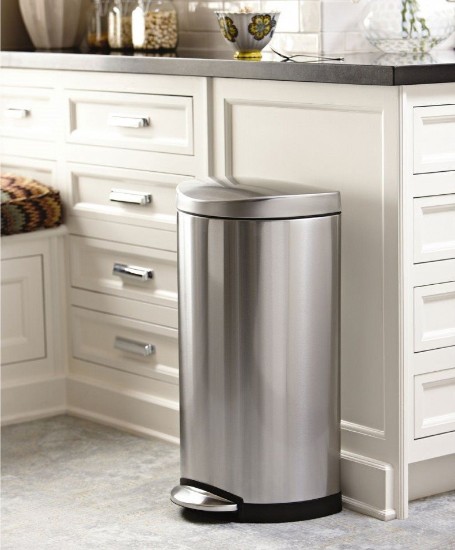 Cos de gunoi cu pedala, semi-rotund, 10 L, inox - simplehuman