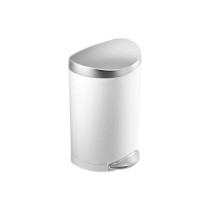 Cos de gunoi semi-rotund, cu pedala, 10 L, White Steel - simplehuman