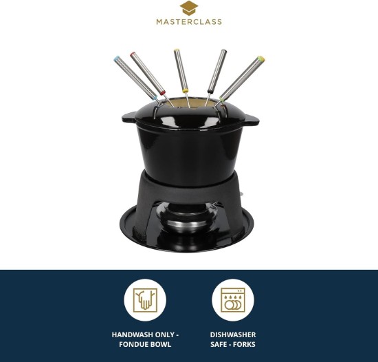 Set fondue 8 piese, fonta, Negru - MasterClass
