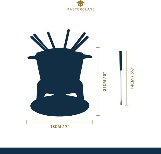 Set fondue 8 piese, fonta, Negru - MasterClass