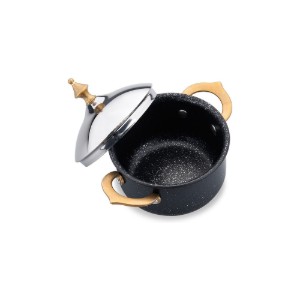 Cratita cu capac, aluminiu, 10cm/0,45L, "Hanedan", Negru - Korkmaz