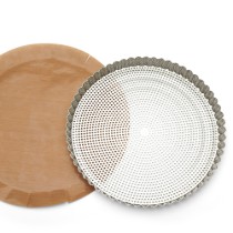 Forma tarta perforata cu hartie copt inclusa, inox, 28 cm - de Buyer