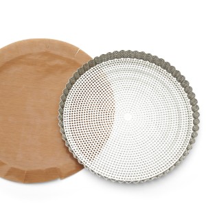 Forma tarta perforata cu hartie copt inclusa, inox, 28 cm - de Buyer