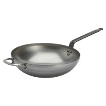 Wok rotund cu manere, otel, 32 cm, "Mineral B" - de Buyer