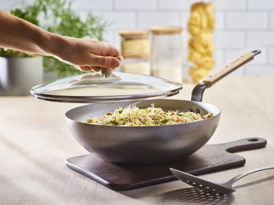 Tigaie wok rotunda, otel, 28 cm, "Mineral B Bois" - de Buyer