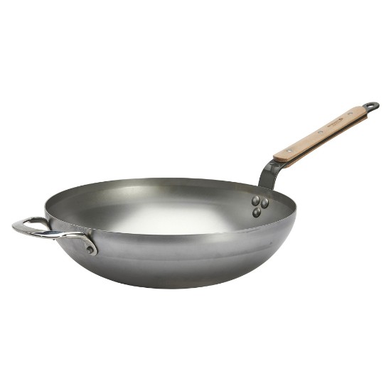 Wok rotund cu manere, otel, 32 cm, "Mineral B Bois" - de Buyer