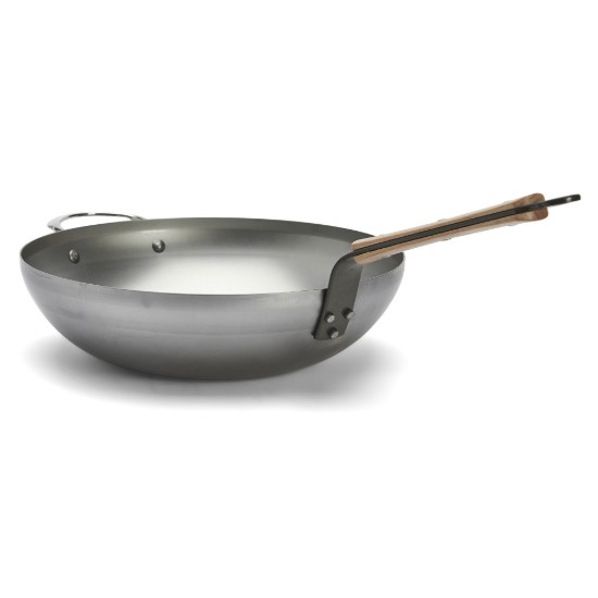 Tigaie wok rotunda, cu manere, otel, 32 cm, "Mineral B Bois" - de Buyer