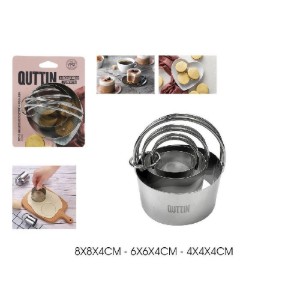 Set 3 cuttere rotunde pentru prajituri, inox - Quttin
