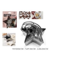 Set 3 cuttere stea pentru prajituri, inox - Quttin