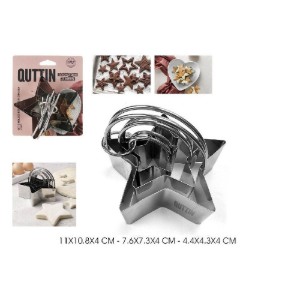 Set 3 cuttere stea pentru prajituri, inox - Quttin