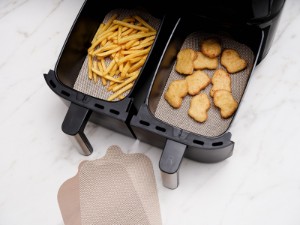 Set 4 protectii antiaderente pentru friteuza dubla AirFryer, fibra de sticla - NoStik
