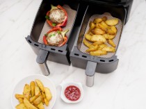 Set 4 protectii antiaderente pentru friteuza dubla AirFryer, fibra de sticla - NoStik
