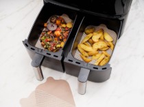 Set 4 protectii antiaderente pentru friteuza dubla AirFryer, fibra de sticla - NoStik