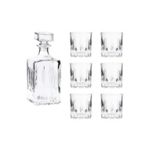 Set decantor cu 6 pahare whisky, sticla, "Excalibur" - Borgonovo