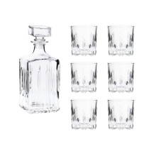 Set decantor cu 6 pahare whisky, sticla, "Excalibur" - Borgonovo