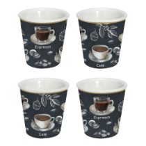 Set 4 cesti cafea, portelan, 100ml, "Barista" - Nuova R2S