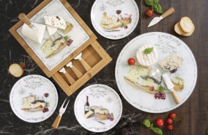 Set 4 platouri pentru branzeturi, portelan, 19 cm, "Les Fromages" - Nuova R2S