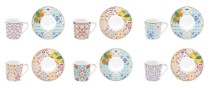 Set 6 cesti cu farfurioare, portelan, 100ml, "Siracusa"   - Nuova R2S