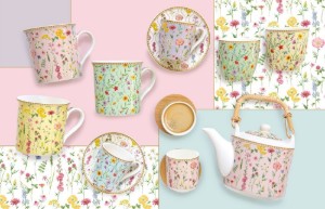 Set 2 cani portelan, 300 ml, "Meadow Flowers" - Nuova R2S