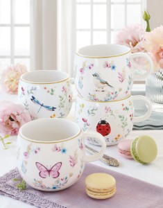 Cana portelan, 400ml, model embosat, "Fancy Garden" - Nuova R2S