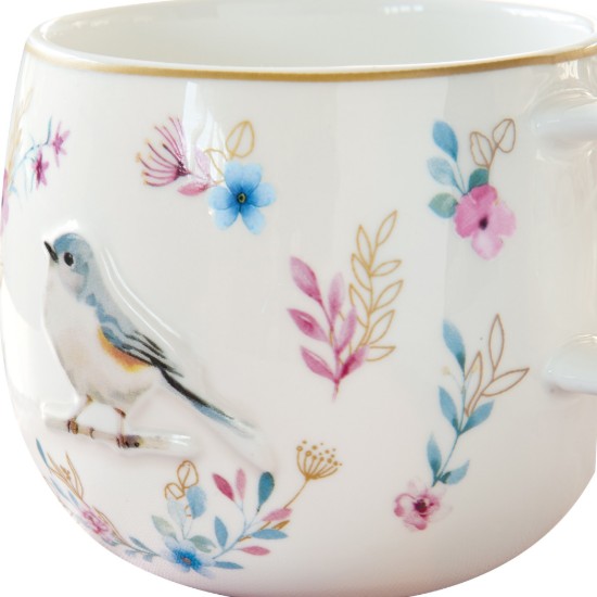 Cana portelan, 400ml, model embosat, "Fancy Garden" - Easy Life