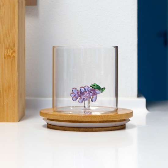 Pahar cu decoratiune in interior, sticla borosilicata, 250 ml, model strugure - WD Lifestyle