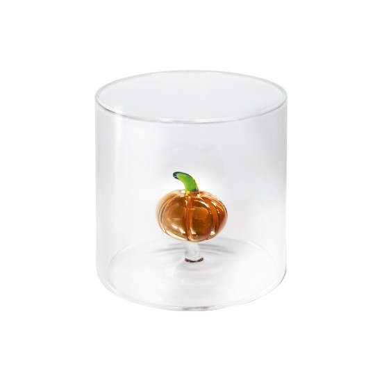 Pahar cu decoratiune in interior, sticla borosilicata, 250 ml, model dovleac - WD Lifestyle