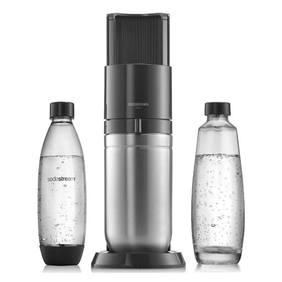 Aparat sifon Duo, cu 2 sticle incluse, Negru Metalic - SodaStream