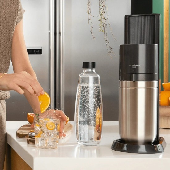 Aparat sifon Duo, cu 2 sticle incluse, Negru Metalic - SodaStream