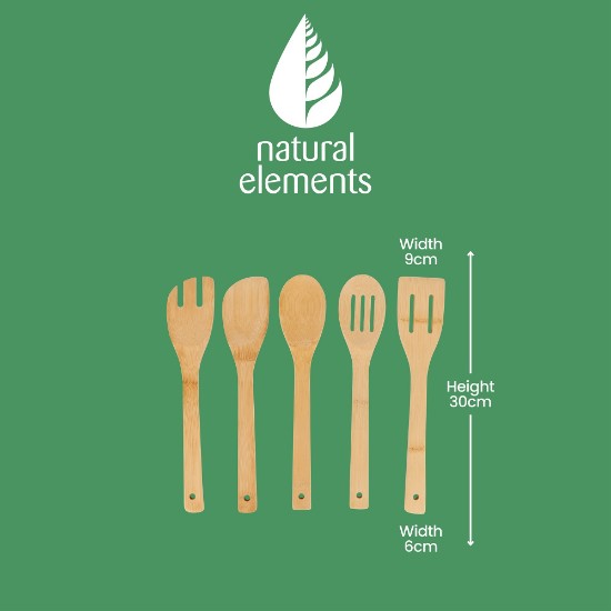 Set 5 ustensile, 36 cm, bambus, "Natural Elements" - Kitchen Craft