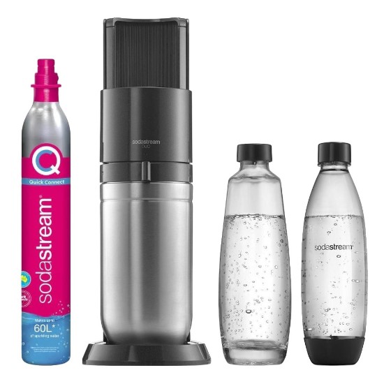 Aparat sifon Duo, cu 2 sticle incluse, Negru Metalic - SodaStream