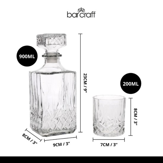 Set decantor si pahare whisky, 5 piese, sticla - BarCraft