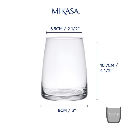 Set 4 pahare apa, sticla cristalina, 350ml, "Palermo" - Mikasa