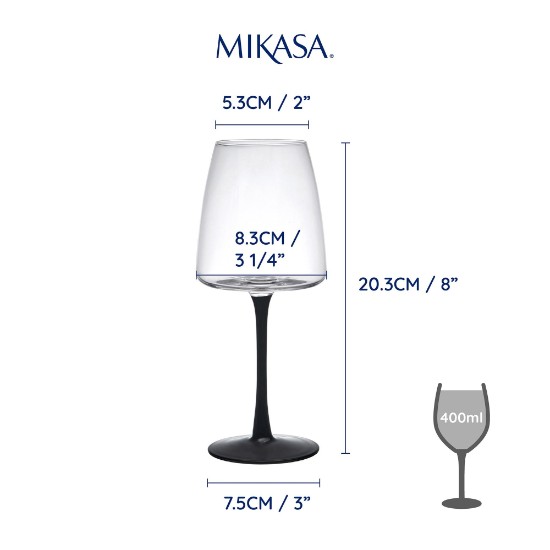 Set 4 pahare vin alb, sticla cristalina, 400ml, "Palermo" - Mikasa