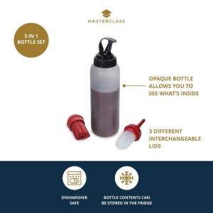 Sticla sos, cu 3 capete interschimbabile, 350ml, plastic, "Master Class" - Kitchen Craft