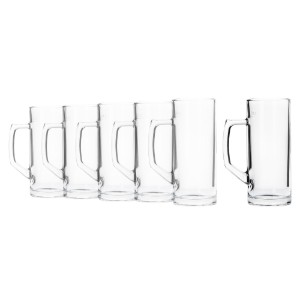 Set 6 pahare bere, sticla, 485ml, "Reno" - Borgonovo