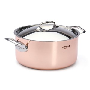 Oala cupru-inox, cu capac, 28cm/8L, "Inocuivre" - de Buyer