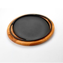 Tava pizza/clatite, fonta, 28 cm, cu suport din lemn - LAVA