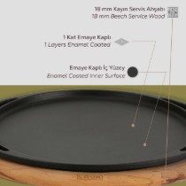 Tava pizza/clatite, fonta, 28 cm, cu suport din lemn - LAVA