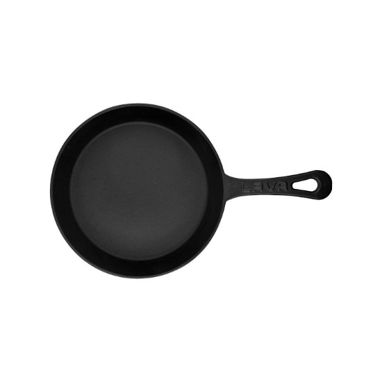 Tigaie fonta, 20 cm, cu suport din lemn - LAVA