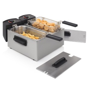 Friteuza cu 2 compartimente, 6L, 2 x 1800W, Argintiu - Princess