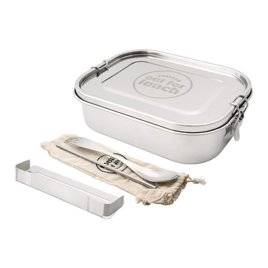 Set caserola pranz, cu 3 accesorii, inox, 1400ml, "Out of Lunch" - Grunwerg