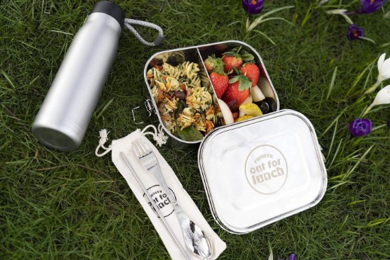 Set caserola pranz, cu 3 accesorii, inox, 1400ml, "Out of Lunch" - Grunwerg