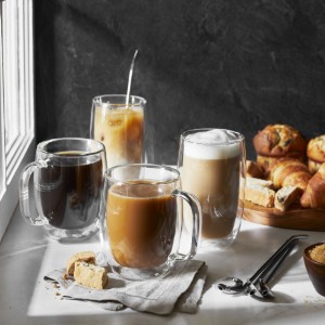 Set 2 cani latte, cu perete dublu, sticla, 450ml, "Sorrento Plus" - Zwilling