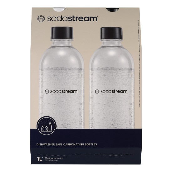 Set 2 sticle carbonatare, plastic, 1L, Alb/Negru - Sodastream