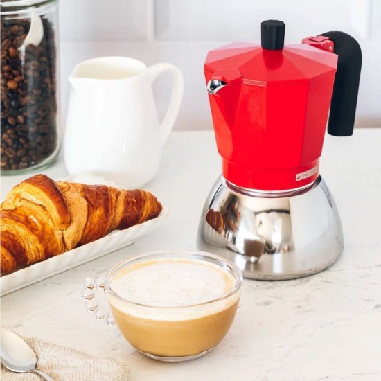 Cafetiera inox/aluminiu, 370ml, Rosu - Monix