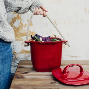 Recipient compost, ceramica, 25x20,5cm/3,25L, Burgundy - Emile Henry