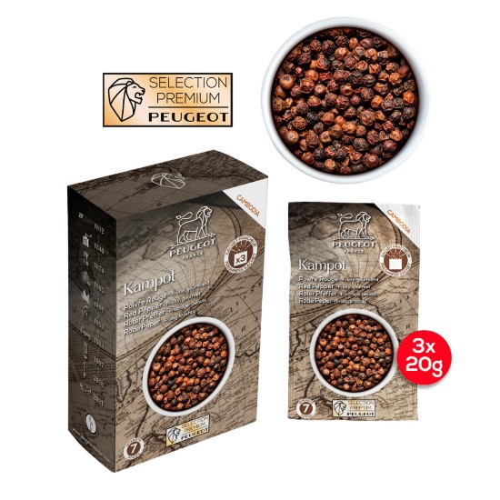 Set 3 pliculete piper rosu Kampot 3x20g, "Spices" - Peugeot